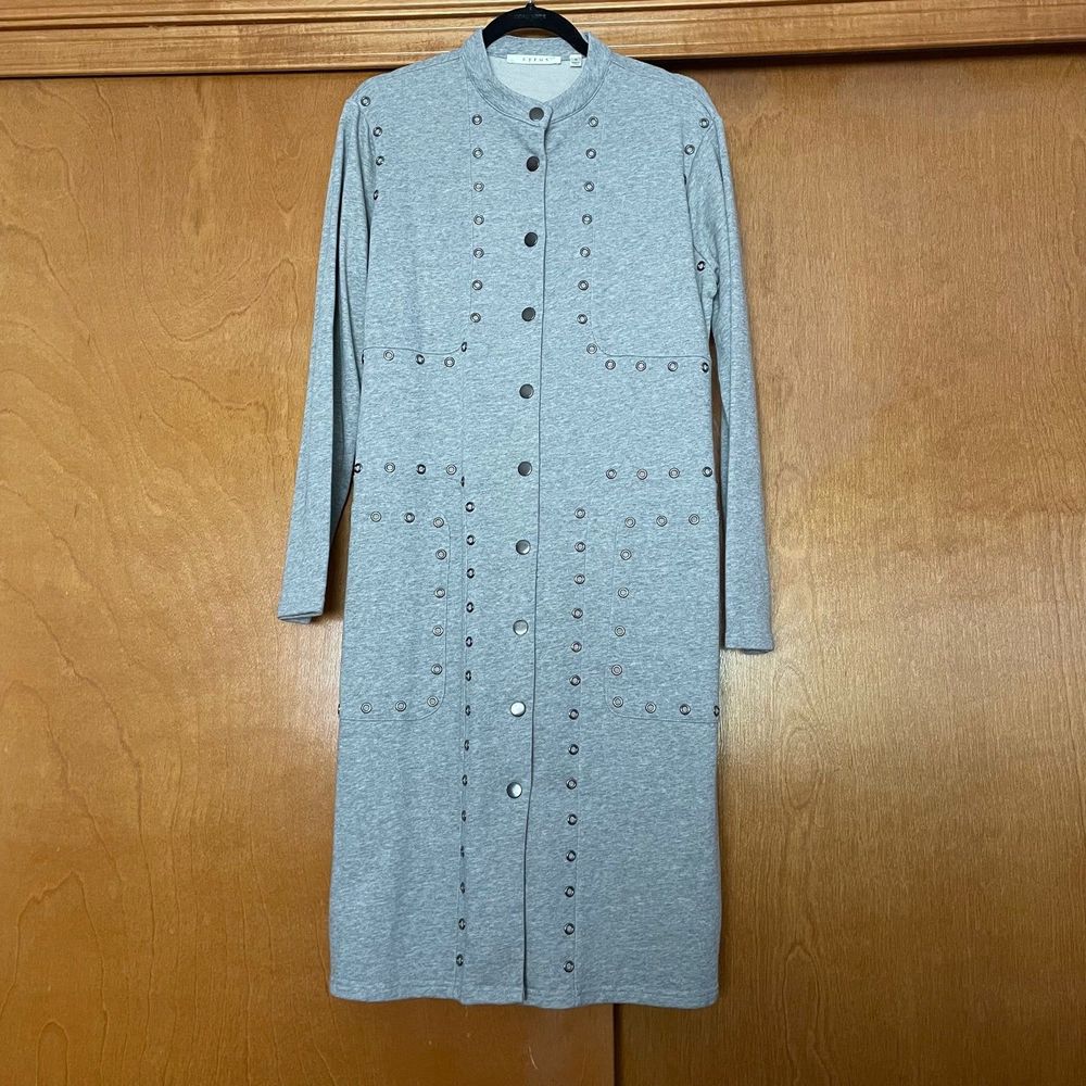 Cryus Grey Grommet Snap Longline Cardigan Size Medium